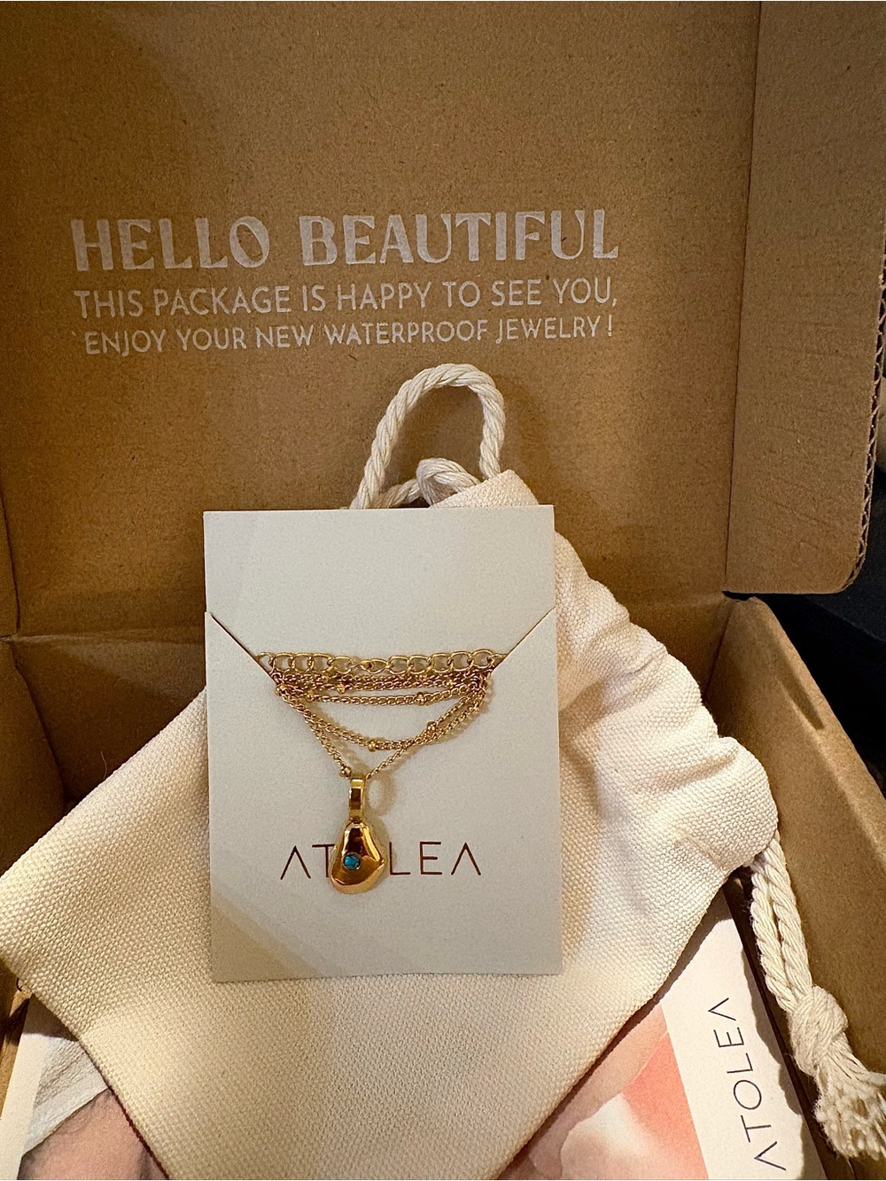 NWT AND BOX Atolea Gold Layered Teardrop Pendant Necklace - Gold